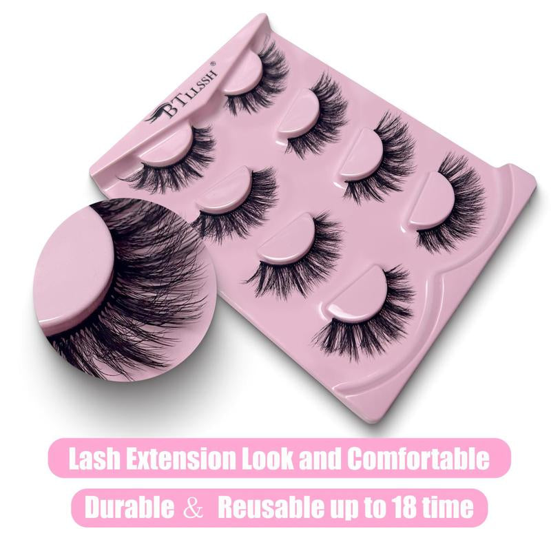 Christmas Long Fluffy Wispy Look Faux Cluster Lashes, Natural Curling Mini Makeup Strip Lash Extensions, Falsies Eyelashes, Full Volume Eyelash for Lashes Extensions, Russian Lash Artist Lashes, Eyelash Extensions Kit